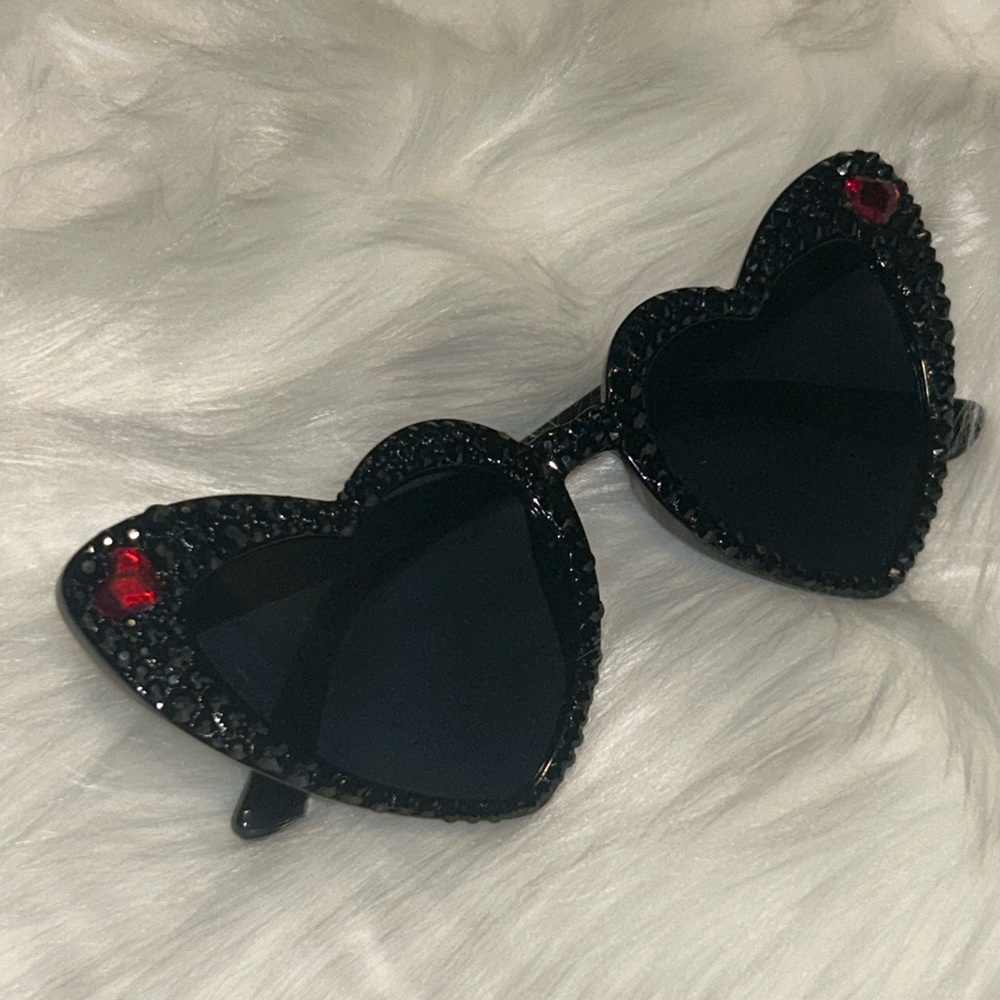 Black Rhinestone Heart Shaped Sunnies